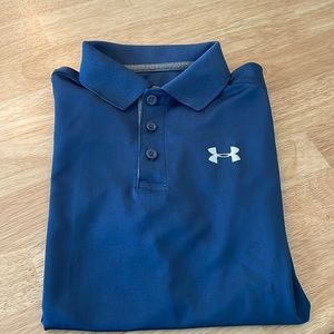 Navy blue Under Armor polo shirt. Youth medium